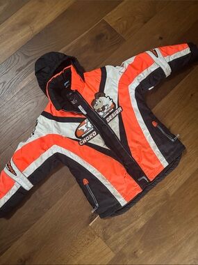 Kids Choko Orange & Black Snowmobile Jacket with Hood